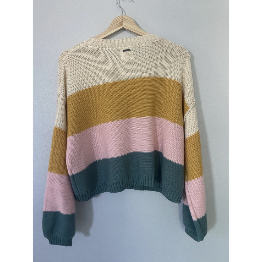 Billabong x Salty Blonde Day Drifter Striped Pullover Sweater Wom Sz S Oversized - Picture 3 of 8